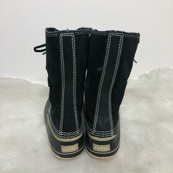 Sorel Joan Of Arctic Black Quarry Lace Up Moto Boots - Picture 12 of 15